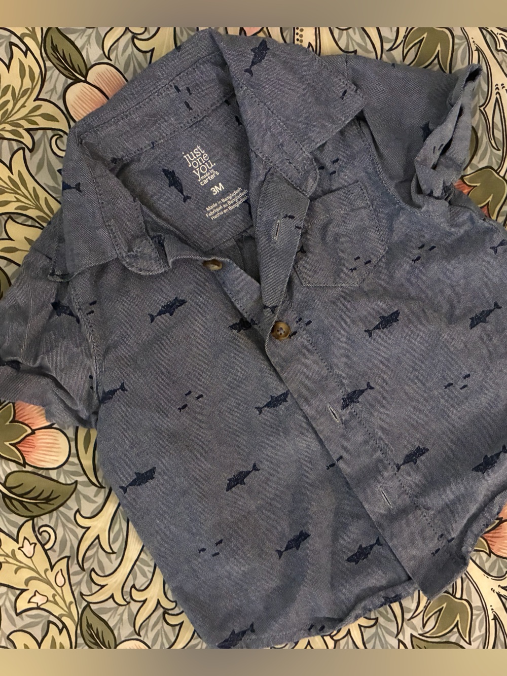 Just One You by Carter's Blue Shark-Print Boys' Button-Down Shirt
